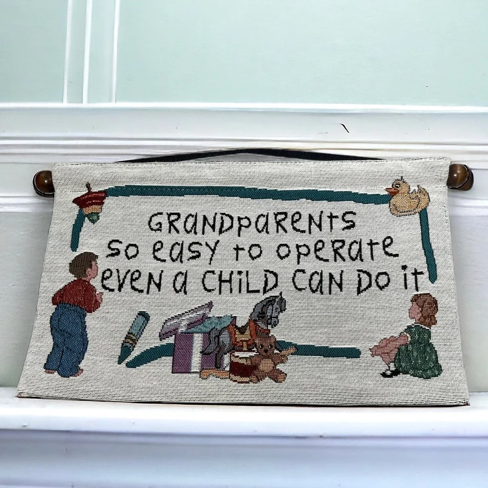 Grandparents Easy to Operate Tapestry Style Wall Hanging‎ Dowel Ribbon